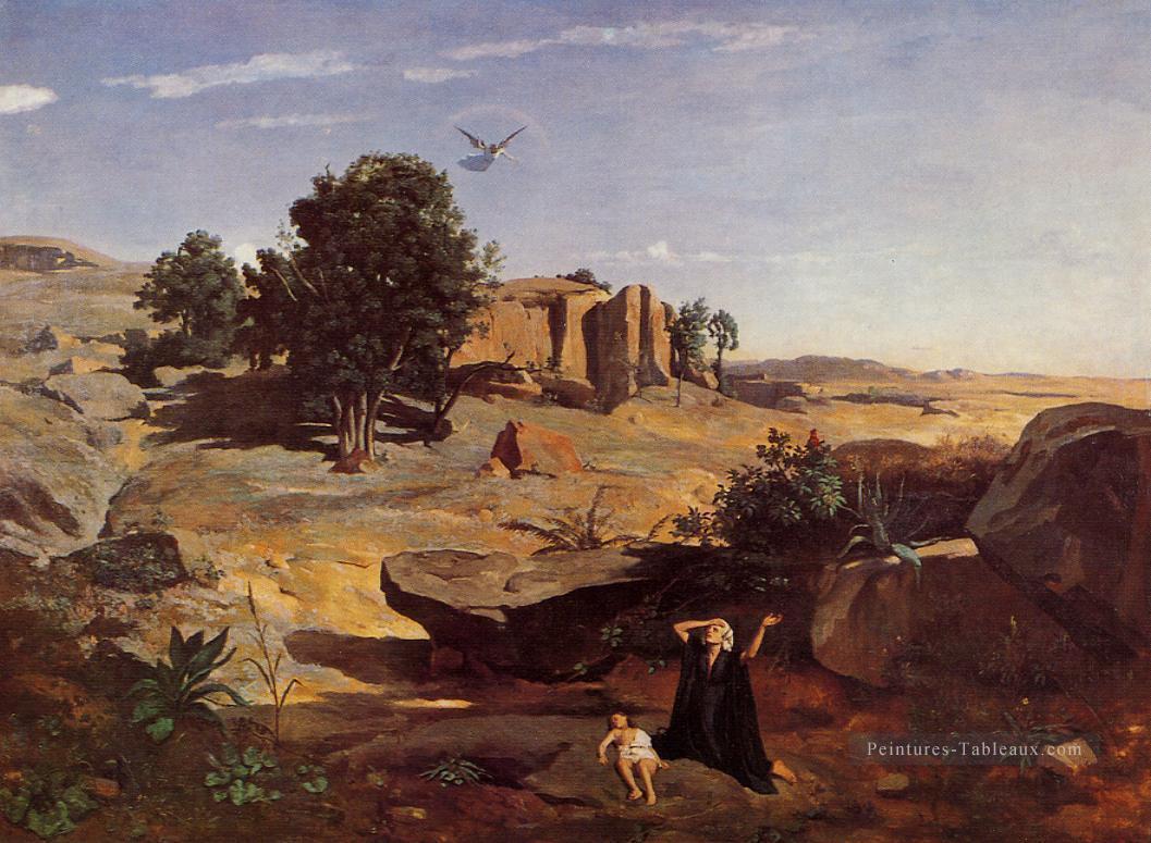 Hagar dans le désert plein air romantisme Jean Baptiste Camille Corot Peintures à l'huile